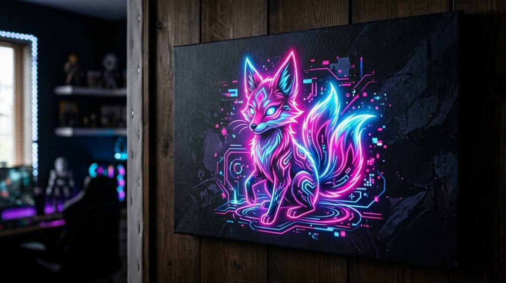 A high-definition custom canvas print featuring the unique 202604020916 design displayed in a minimalist room.