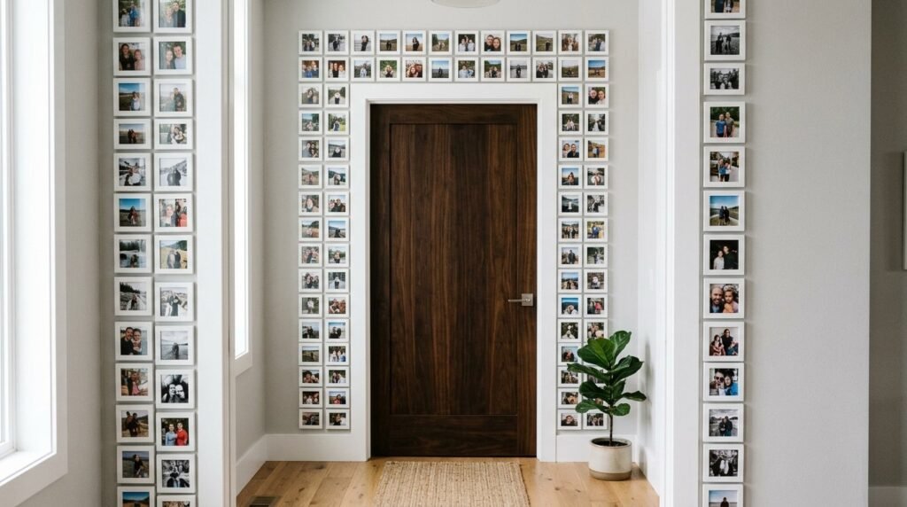 A close up view of an elegant dark wood door with natural grain details.