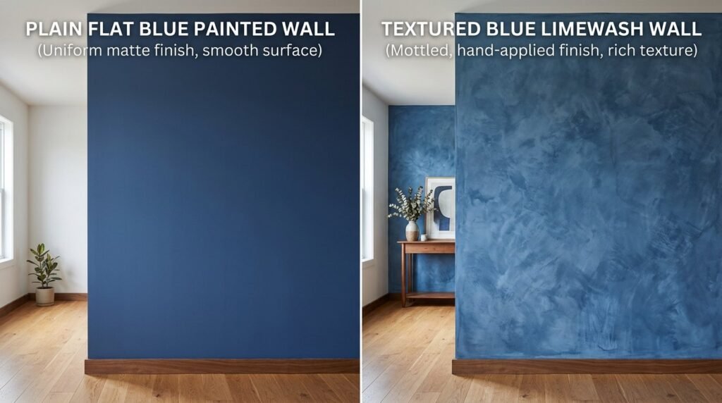 A clean, smooth, and flat solid blue wall texture for minimalist design backgrounds.