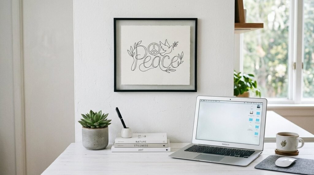 A clean and modern minimalist illustration representing peace and tranquility.