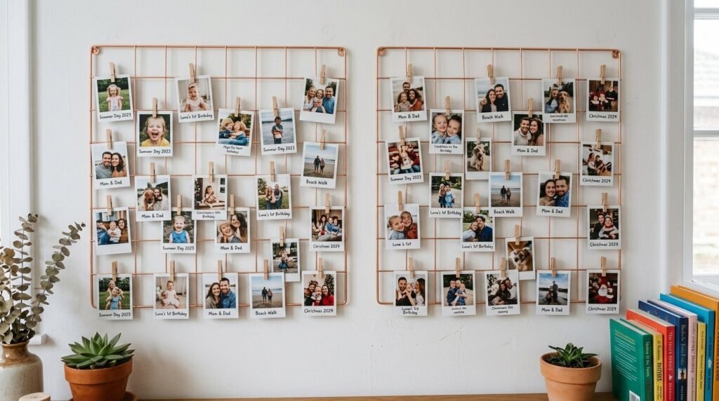 Close up of a stylish rose gold geometric grid pattern with metallic finish.