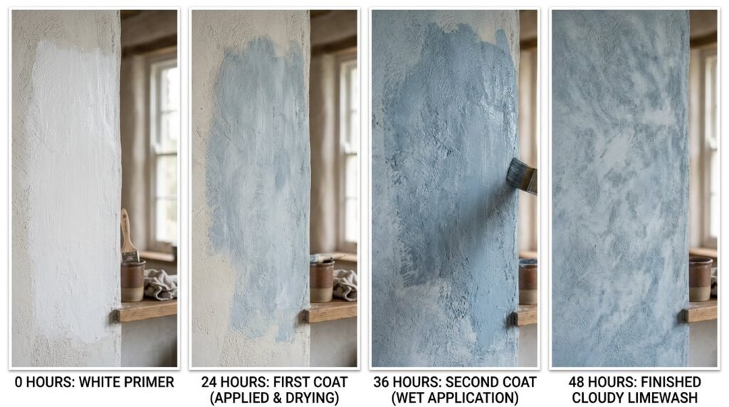 Professional interior wall transformation using a high-quality white primer for a smooth renovation finish.