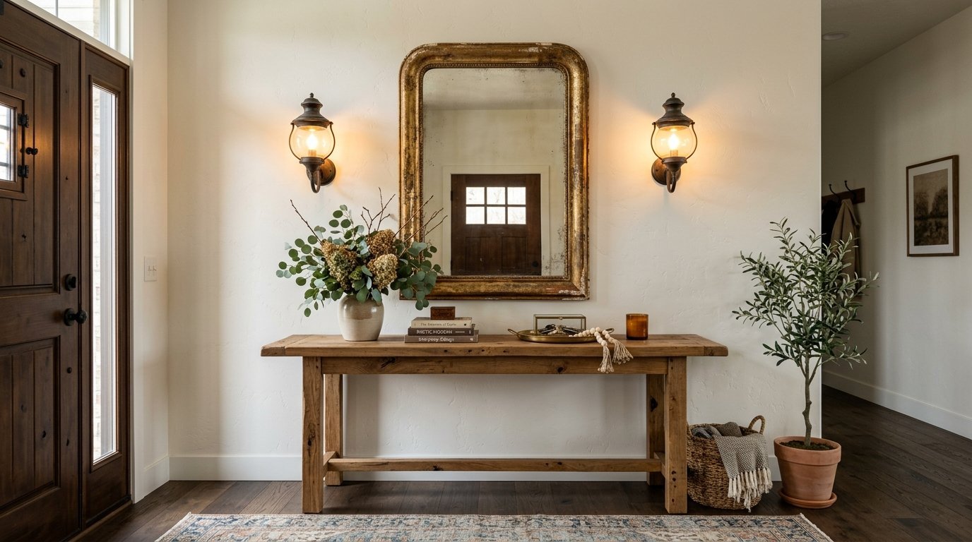 Entryway Table Mirror Wall Sconces